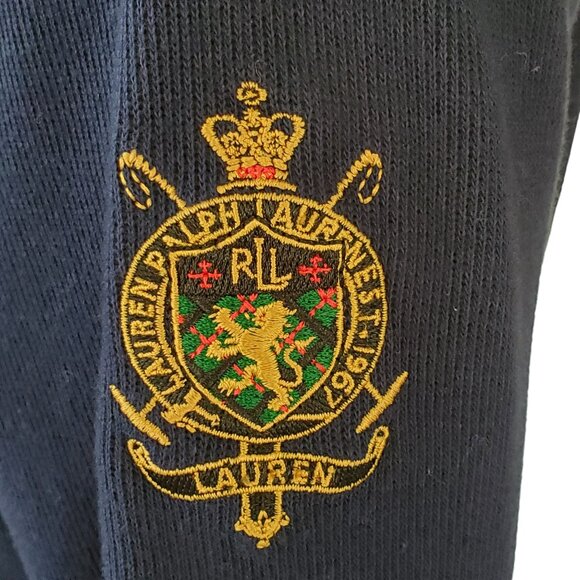 Ralph Lauren Sweater Womens M Knit Pullover Navy Blue Plaid Accent Toggle Button - Picture 5 of 12